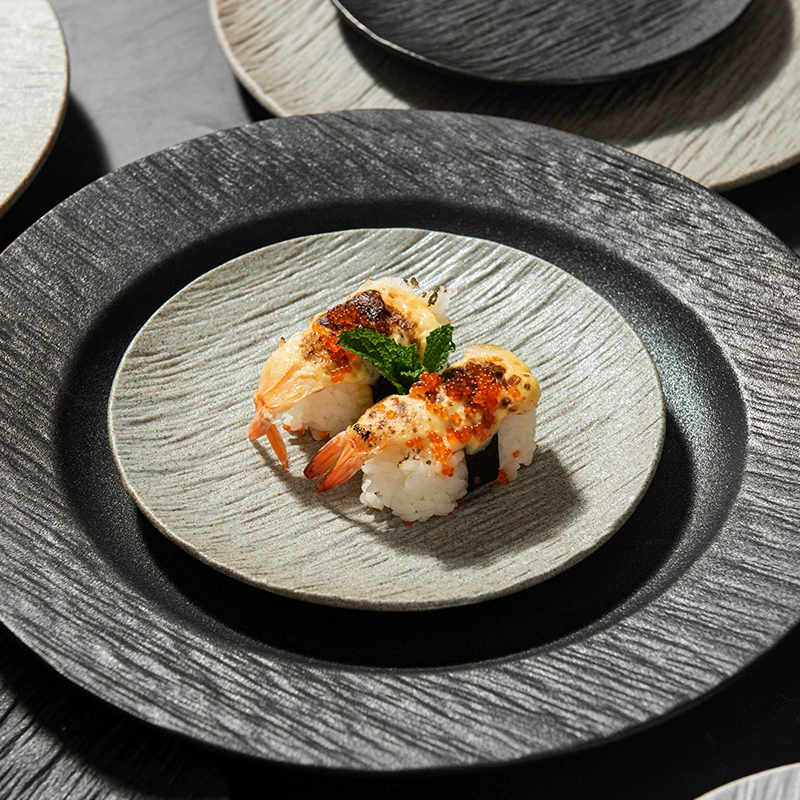 Ceramic set, Japanese creative dinner plate, tableware, high-quality style, wave pattern