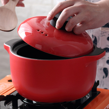 家滋味红色砂锅炖锅陶瓷煲汤锅家用耐高温熬粥沙锅燃气煤气灶专用