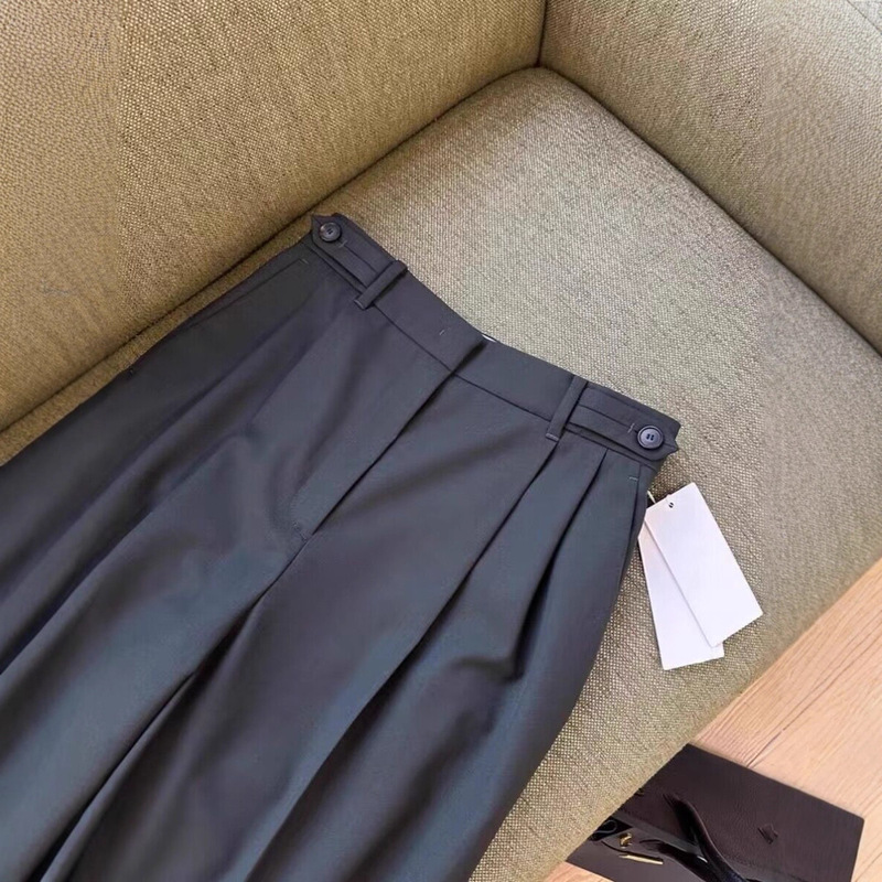 Recommended by Customers from Italy ~ Fine Wool Wide-Leg Suit Pants for Women, Straight High-Waisted Slimming Look