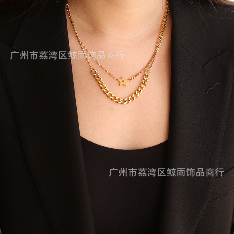 15g Weight PVD Coated Gold Plating Process Wholesale Jewelry Star 304 Stainless Steel 18K Gold Plated PVD Coated Necklace