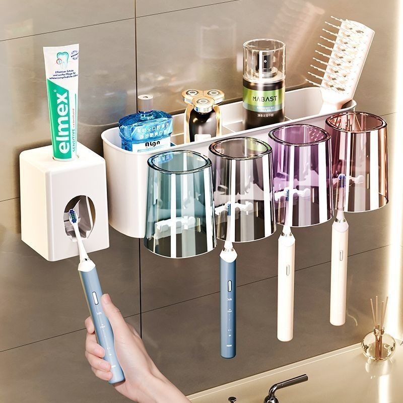 歯ブラシホルダー穴なし歯ブラシコップうがいコップ棚壁掛け式トイレ家庭用歯ブラシホルダー|undefined