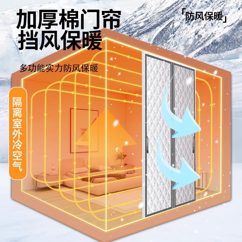 【石墨烯蓄热】冬季保温暖防寒帘子挡风神器东北加厚棉门帘免打孔|undefined