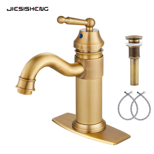Basin faucet full copper antique European hot and cold water bathroom cabinet elevated single hole above counter basin retro faucet wholesale