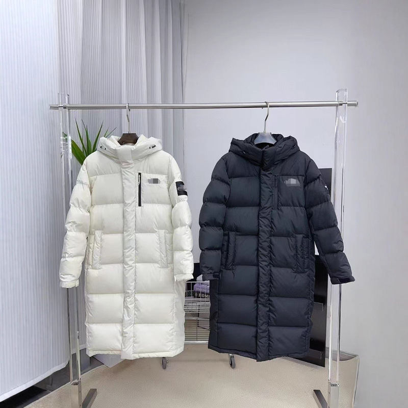 Over-The-Knee North Face down Jacket, Unisex, Cold-Proof, Couple's Hooded Puffer Jacket, Thickened, Warm, Windproof, Cold-Resistant