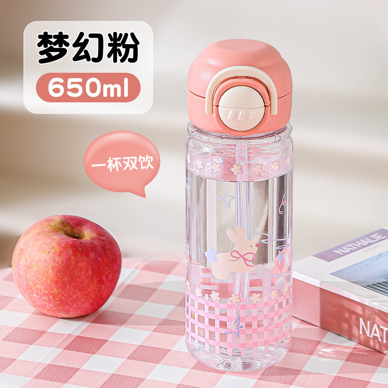 女性用ウォーターカップ新モデル 2025 高品質ポータブル子供と学生漫画特別な高温耐性夏のプラスチックポットカップ|undefined