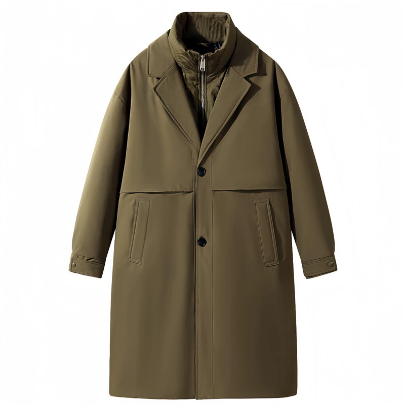 Трансграничный прилив бренд спорта на открытом воздухе поддельные две ветровки куртка пара прямая прямая теплая пуховик можно открыть