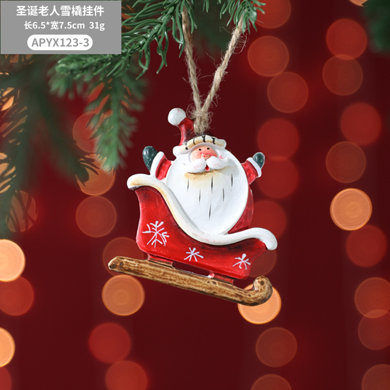クリスマスツリー色樹脂レトロそりペンダントクリスマス装飾 diy ペンダントクリスマス雪だるま老人ペンダント|undefined