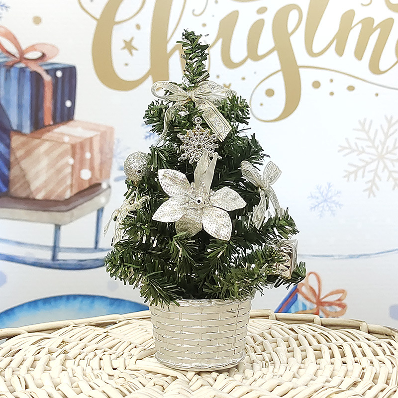 Transfronterizos nueva decoración de Navidad mini escritorio pequeño árbol de Navidad pequeño conjunto de decoraciones de pvc diseño de escena