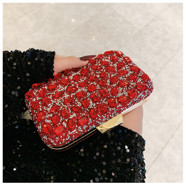 New cross-border full-diamond shiny bags, diamond-encrusted clutch bags, dinner bags, wedding banquet bags, party bags, small square bags and women's bags undefined