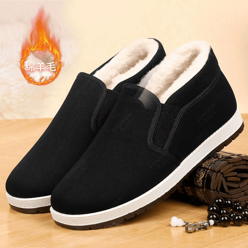 Старые пекинские туфли из ткани зимой высокие бархатные толстые и нескользкие