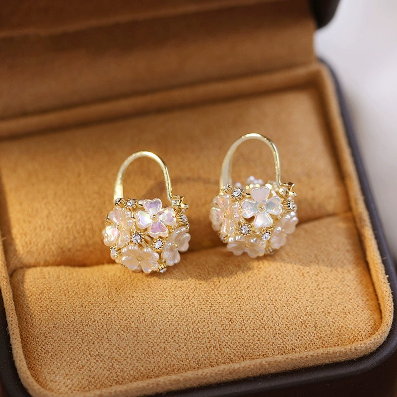 Серебряные серьги-цветочная группа из циркона, светлая роскошь золотистый оттенок, дизайн цветок-шар, лёгкие