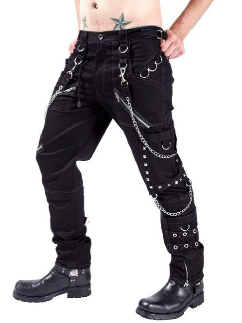 Cross-Border Export Personalized Casual Pants Men's Gothic Pants Punk Rock Eyelet Cargo Bondage Pants Yk023
