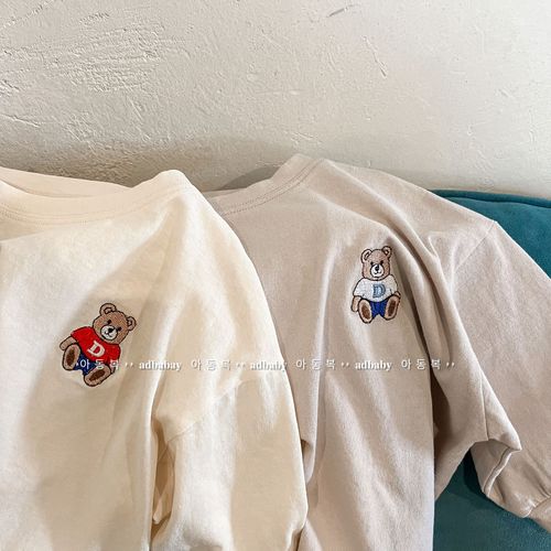 2024 Korean children's clothing summer children's Korean embroidered short-sleeved T-shirt girls and boys bottoming shirt 122305