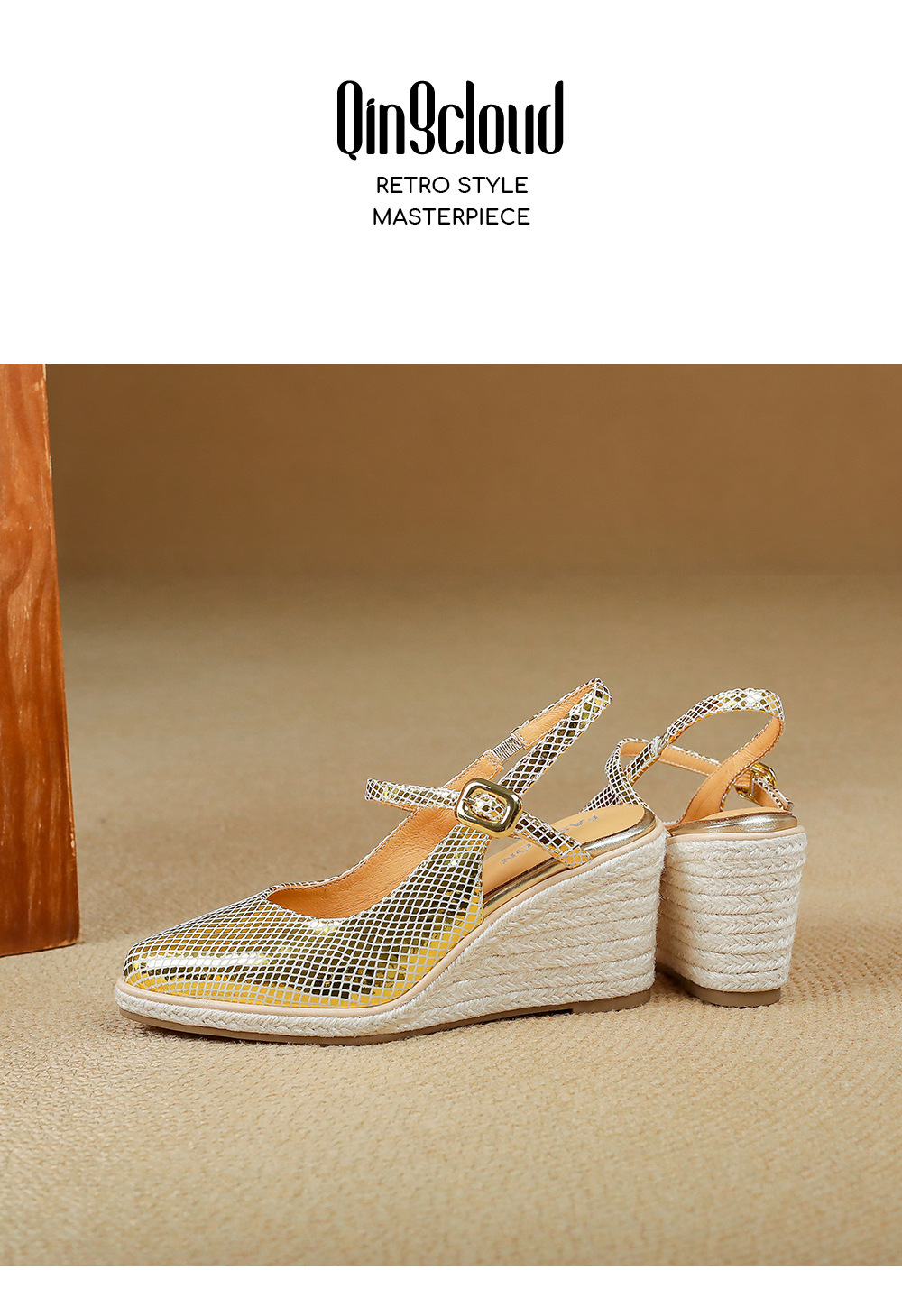 Sandal cao gót nữ mũi nhọn quai ngang đế xuồng gót 9 cm — màu vàng, bạc chi tiết 13