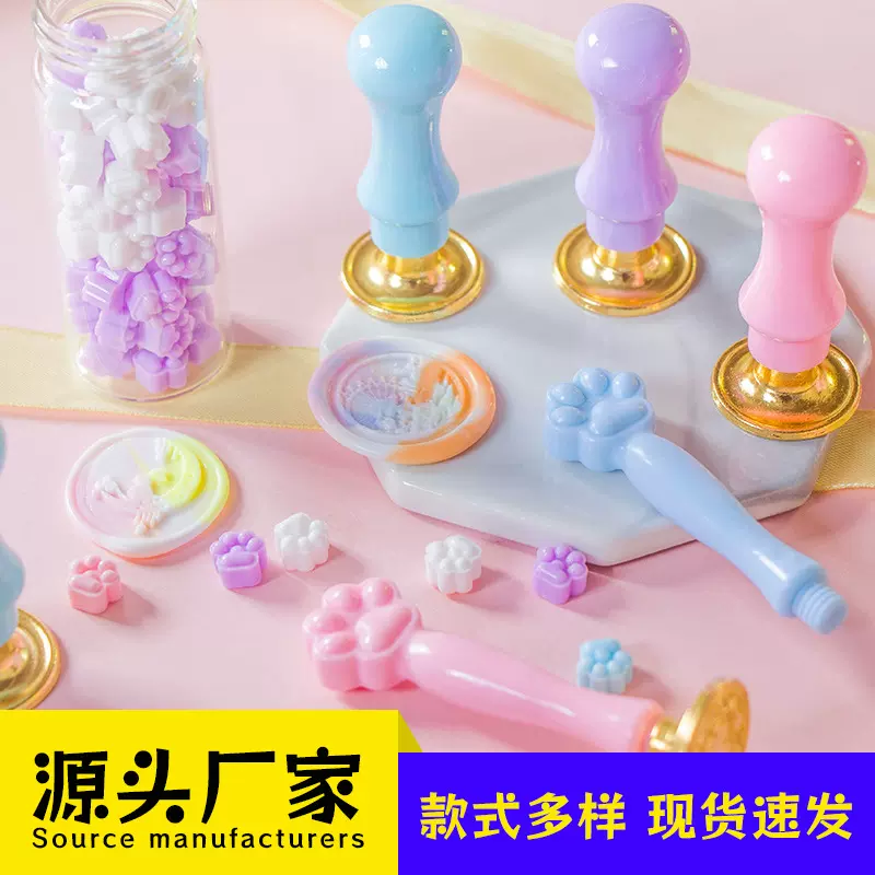 火漆印章手柄批发厂家外贸跨境diy制作火漆蜡封章头手柄圆猫爪口