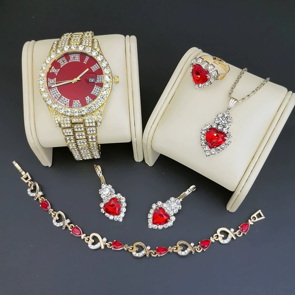 Часы, браслет с драгоценным камнем, ожерелье и серьги, украшения, набор, кварцевые часы