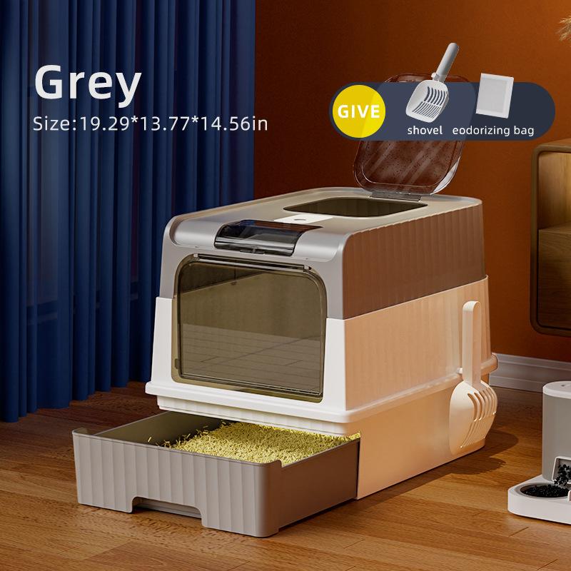 Caja de Arena para Gatos Completamente Cerrada, Popular, Grande, Anti-Salpicaduras, Tipo Cajón, Fácil de Limpiar, Suministros para Mascotas