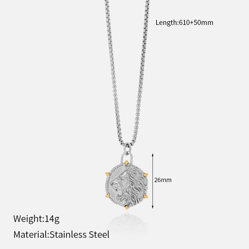 cable chain, box chain, snake chain Chain Type Wholesale Jewelry Elegant Vintage Style Cross Coconut Tree Lion 304 Stainless Steel Mixed Metal Plating Cable Chain Box Chain Snake Chain Pendant Necklace