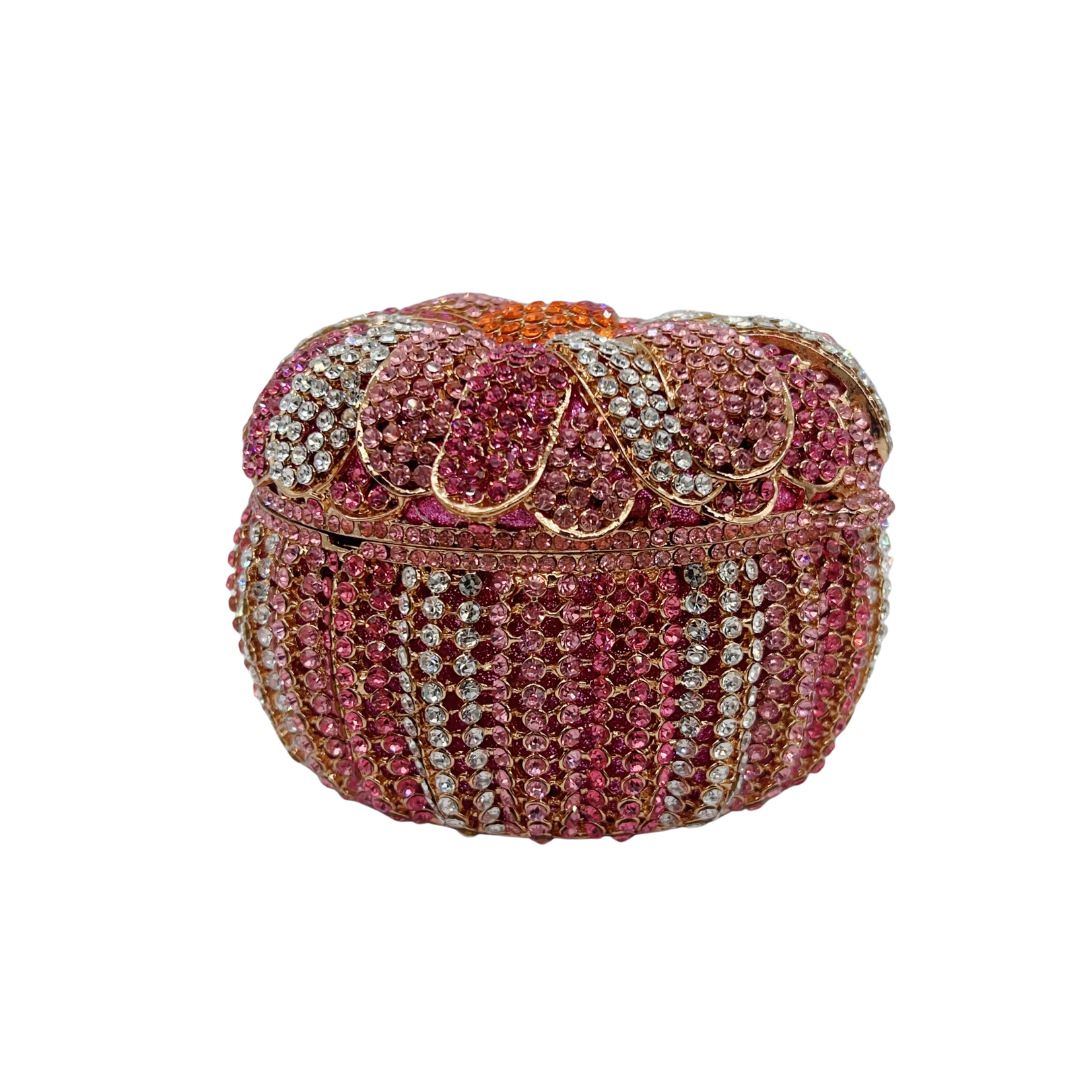 Túi clutch nữ đính đá dạ hội kiểu giỏ hoa hộp sang trọng — màu phấn, Tùy chỉnh các màu khác chi tiết 2