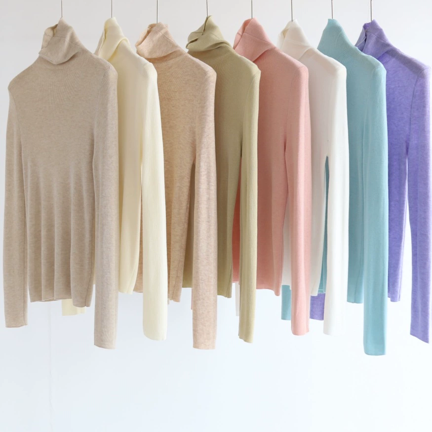 Базовая минималистская трикотажная нижняя рубашка с высоким воротником женская осень-зима новая укладка с длинным рукавом шерстяной микс топ