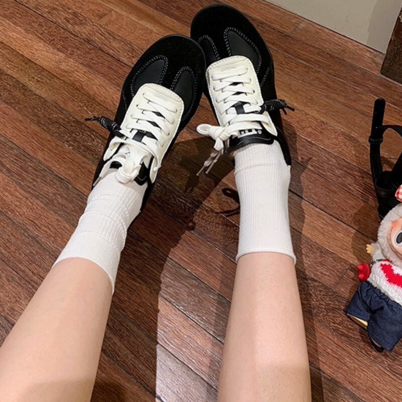 澜柜版~超火复古拼色厚底德训鞋女2025秋新款内增高运动休闲板鞋|undefined
