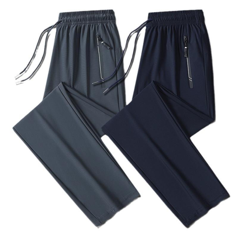 2024 pantalones de seda de hielo de secado rápido de verano para hombres y mujeres pantalones deportivos elásticos casuales de talla grande pantalones deportivos rectos al por mayor de fábrica