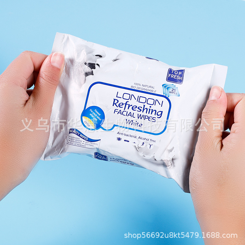 Desmaquillador Toallitas de belleza Desmaquillador desechable Toallitas de lavado de cara Fábrica de origen FCL Comercio exterior al por mayor 25 uncs