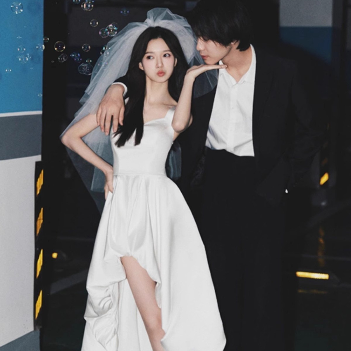 French-Style Spaghetti Strap Light Wedding Dress for Petite Brides, White Vintage Simple Gown, Satin White Dress Wholesale