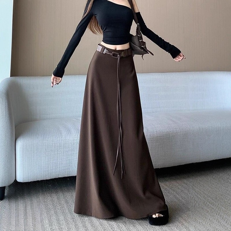 French Hepburn Style Blazer Skirt Autumn and Winter New Plus-Size Slimming Popular A-Line Long Skirt Stylish Flared Skirt
