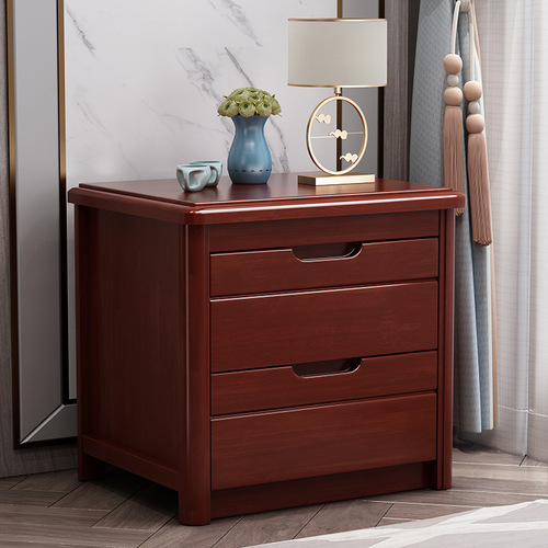 UG73 wholesale all solid wood bedside table log bedside small cabinet modern Chinese style simple bedroom simple storage cabinet