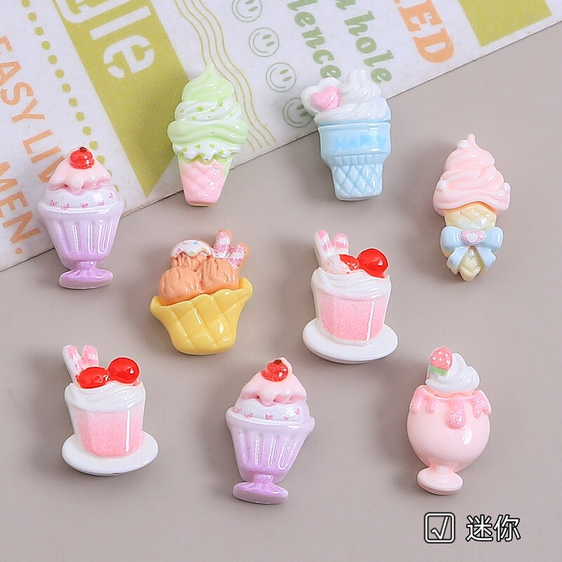 漫画ミニアイスクリーム食品おもちゃバスケット diy クリーム接着剤樹脂小物アクセサリーホール靴バックルジュエリー材料卸売|undefined