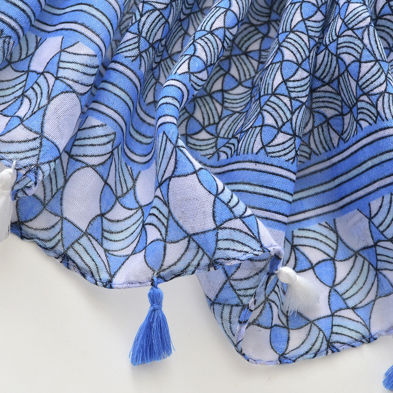 El comercio exterior japonés Orden original color geométrico azul a juego gran bufanda primavera y verano versátil playa viajes protector solar chal toalla de playa