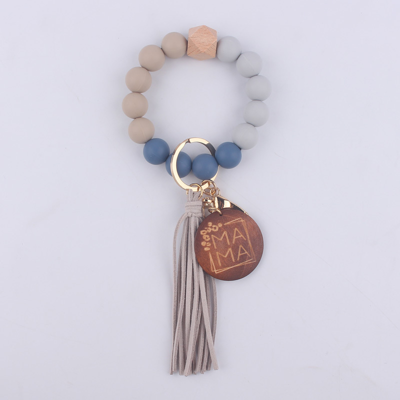 Silica Gel Material Retro Letter Silica Gel Beaded Mother's Day Women's Keychain