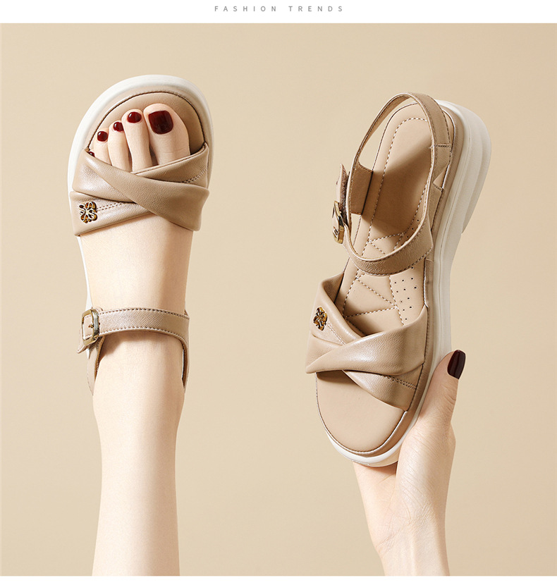 Sandal nữ đế dày mềm chống trượt phong cách thường ngày mùa hè — 7170 màu be, 7170 màu mơ chi tiết 6