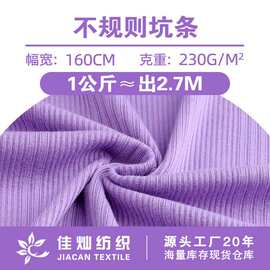不规则坑条布料 230g涤氨弹力肌理感双面罗纹布 童装开衫针织面料