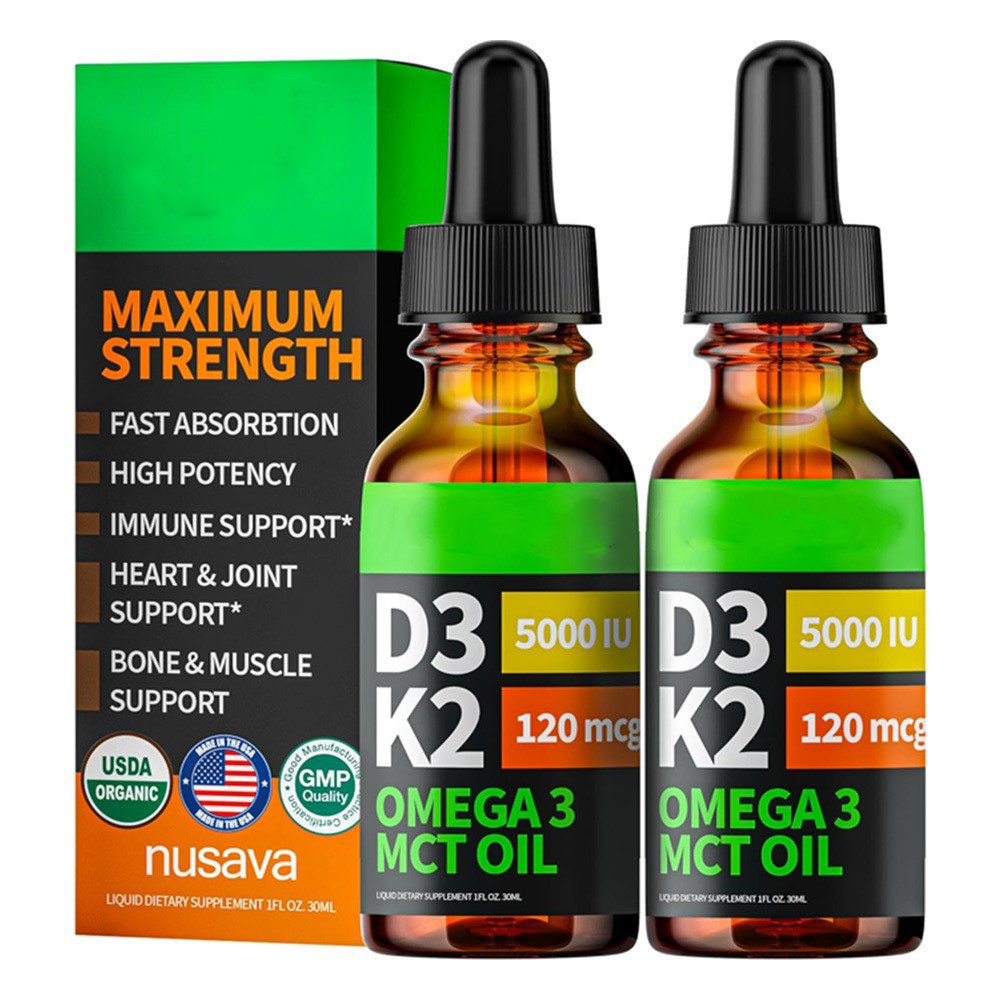 Cross-Border Health Supplement Temu Independent Website Vitamin D3K2 Drops Mct Oil 60ml Omega3 Drops