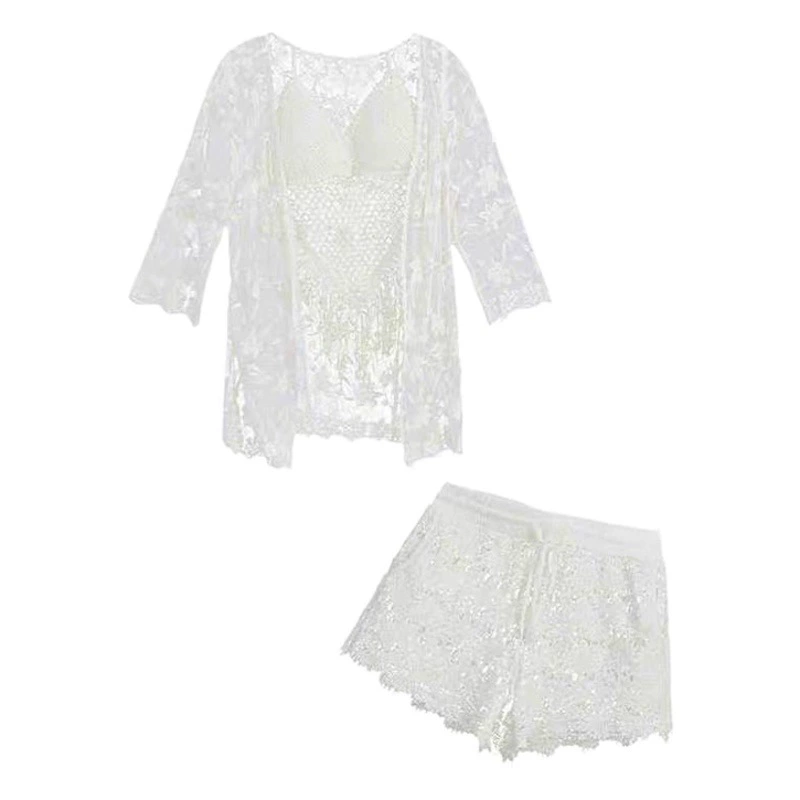 Костюм в богемном этническом стиле крутая полая вышивка вязаный женский отдых приморский пляж Защита от солнца