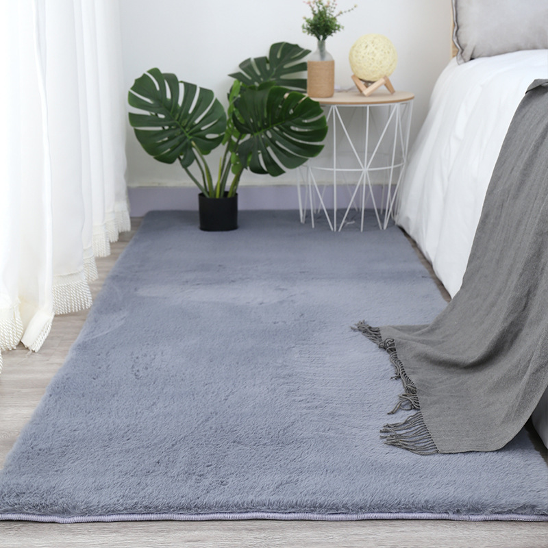Imitación de piel conejo engrosada alfombra dormitorio chica felpa sensación del gato color sólido cojín Sala estar noche Bay window piso entero mat