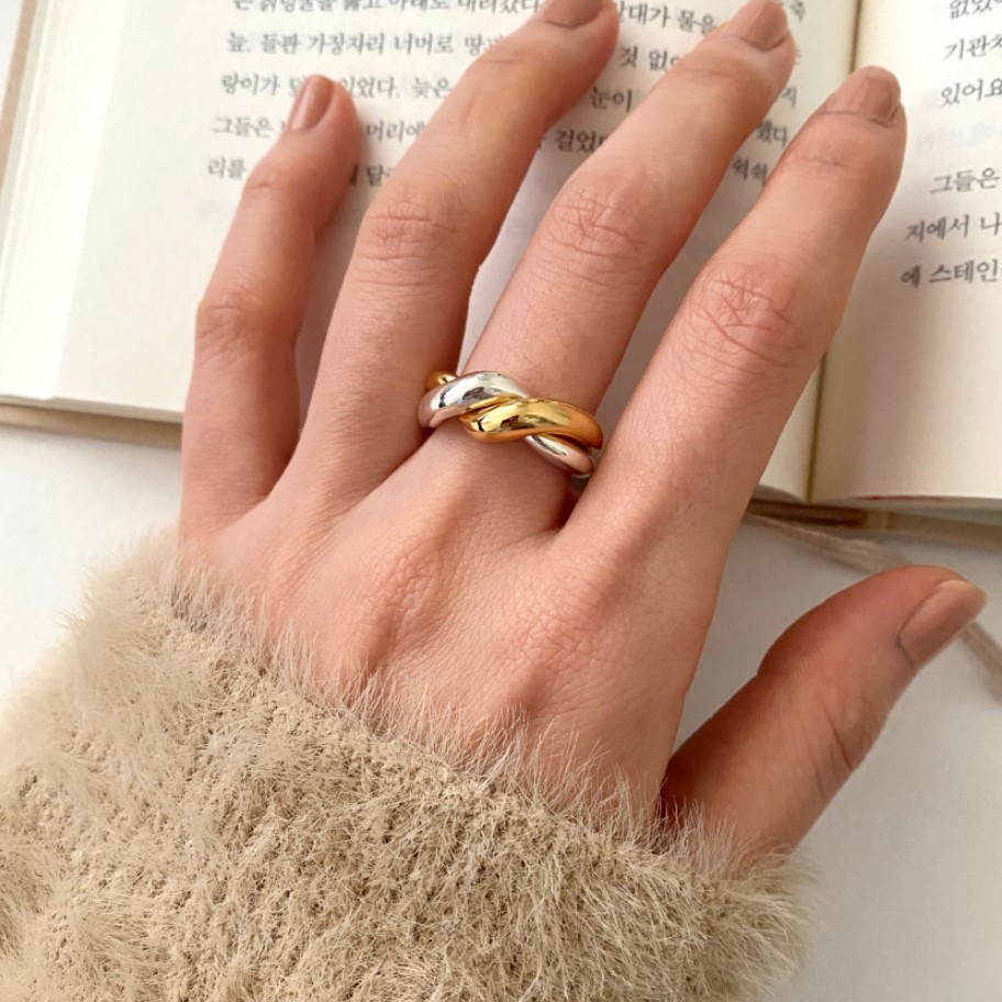Plating Design 925 Sterling Silver Twist Rings