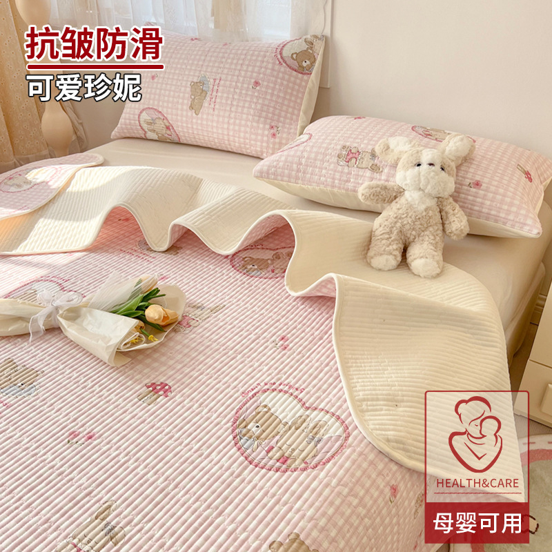 Juego de tres piezas con cubierta de cama de algodón Clase A 2025 nuevas sábanas de dormitorio acolchadas de tatami de algodón universal de cuatro estaciones