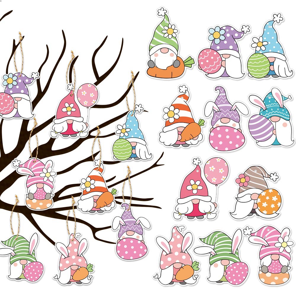 Nuevo producto transfronterizo, decoración de Pascua, colgante con diseño de gnomo, conejo, decoración para fiestas de carnaval, etiqueta colgante