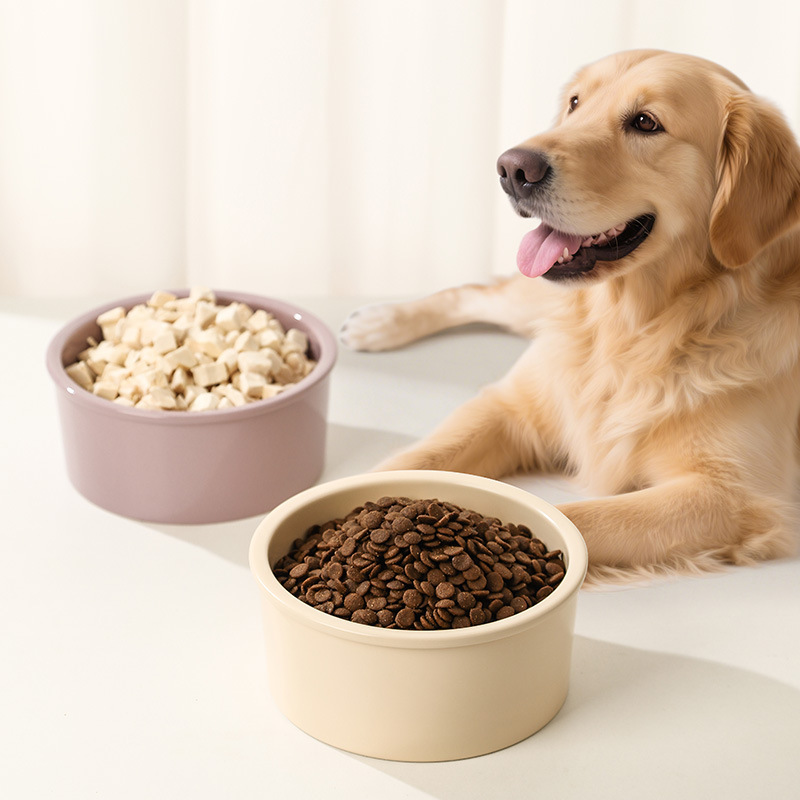 宠也BD护边直身碗纯色陶瓷大型犬宠物碗防打翻大容量狗碗饮水碗盆|undefined