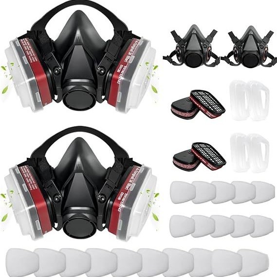 跨境代发全面罩全脸喷漆专用面罩防尘口罩防护防烟放毒气防毒面具