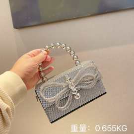 闪亮不灵不灵蝴蝶结钻石包手工镶钻晚宴手拿包方盒包手提斜挎包女