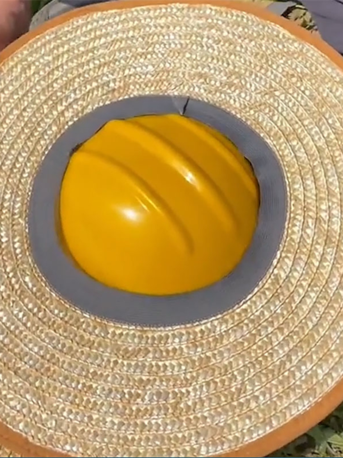 【送挂钩】安全帽遮阳防晒帽檐草帽圈夏季加大工地施工麦秸秆草帽