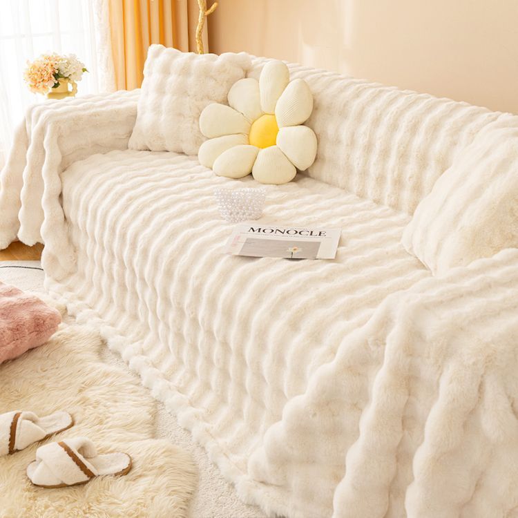 Simple Style Solid Color Rabbit Plush Sofa Covers Couch & Sofa Decor display picture 1