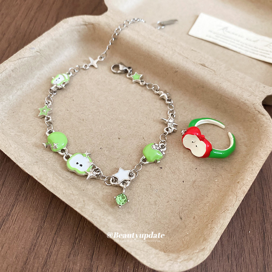 Bracelet ouvert en forme de goutte d'huile et de pomme, style champêtre, Mori Fresh, bague de précision pour l'index._voghion.com