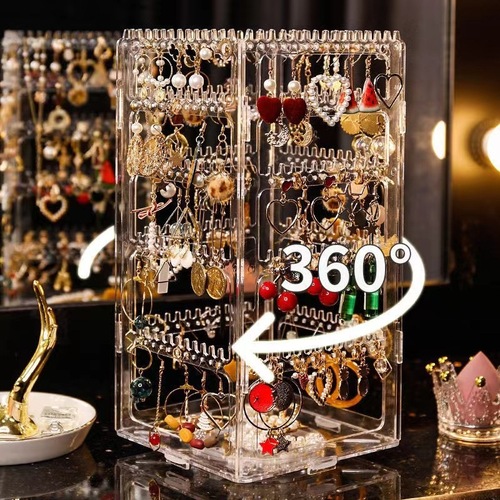 Circular rotating jewelry storage rack three-dimensional desktop jewelry necklace earring rack acrylic jewelry display rack