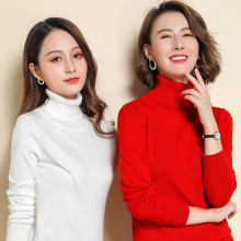 厂家批发针织衫女高领套头短款秋冬大码宽松针织打底羊毛薄款毛衣