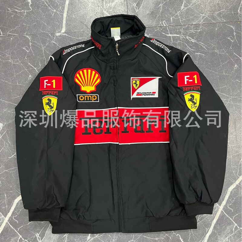 Thin F1 Embroidered Racing Suit Cross-Border Hot-Selling American F1 Ferrari Jacket Retro Style Cotton Jacket Customization